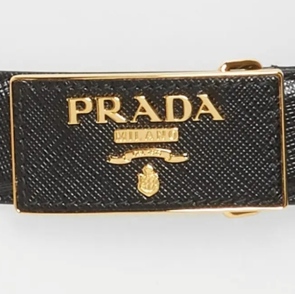 PRADA Square Logo Plate Saffiano Leather Belt - Picture 3 of 10